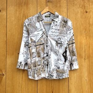 Dolcezza Wearable Art Button Up Blouse Sz Small